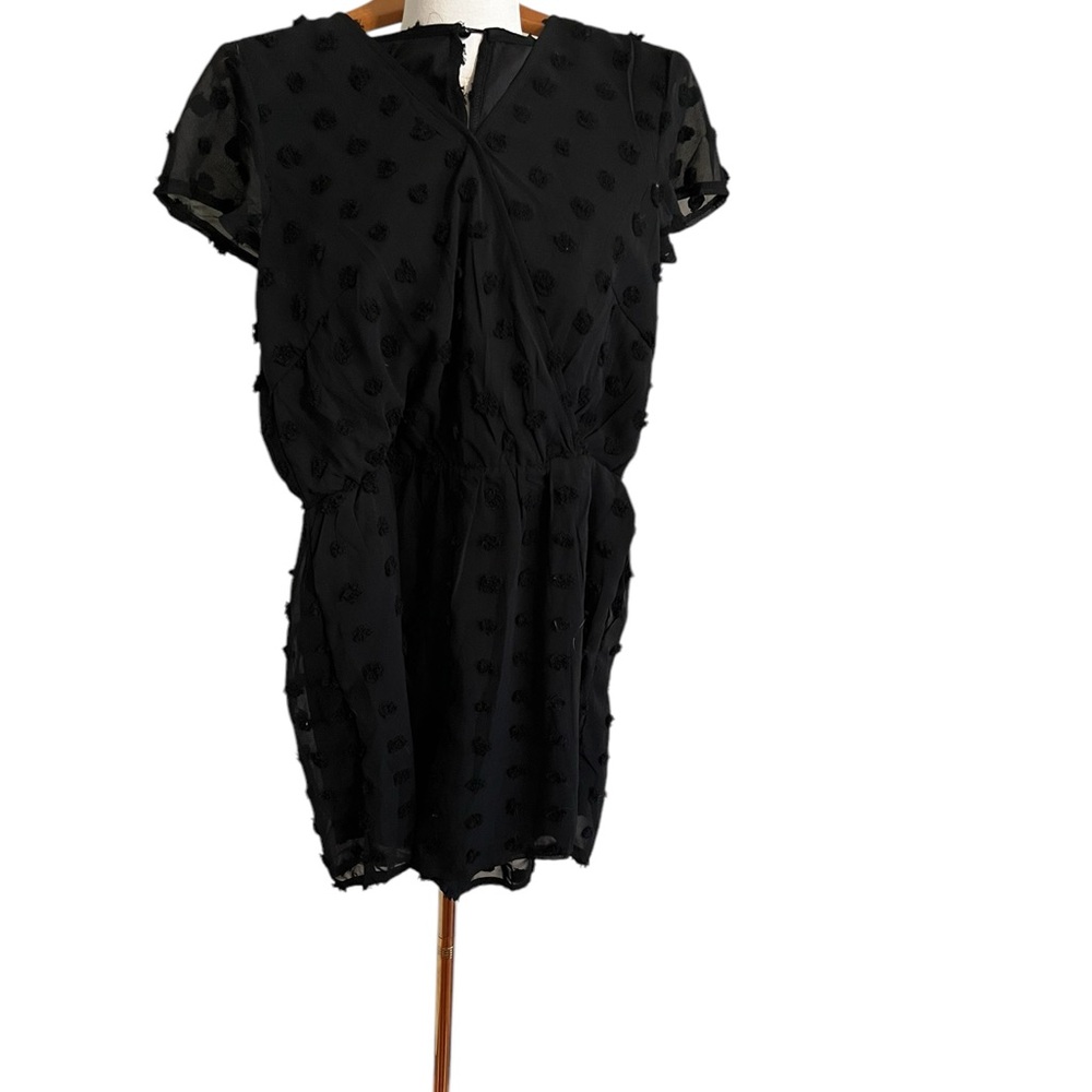 Boutuque Women’s‎ V Neck / Wrap Polka Dot Short Sleeve Romper Black Size Small